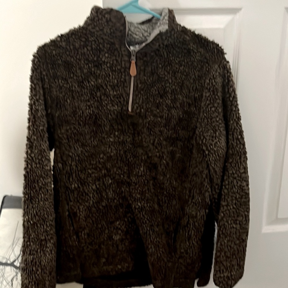 Cocoa brown Sherpa pullover jacket